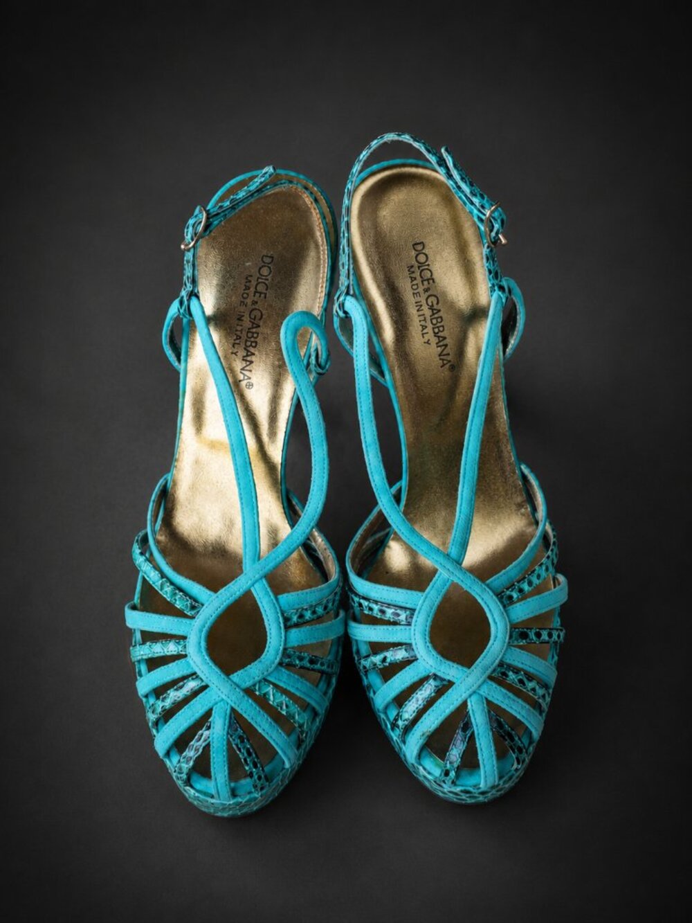 Dolce & Gabbana Turquoise Snake Strappy Heels – Italian Luxury, Size 38.5 - Picture 8 of 9